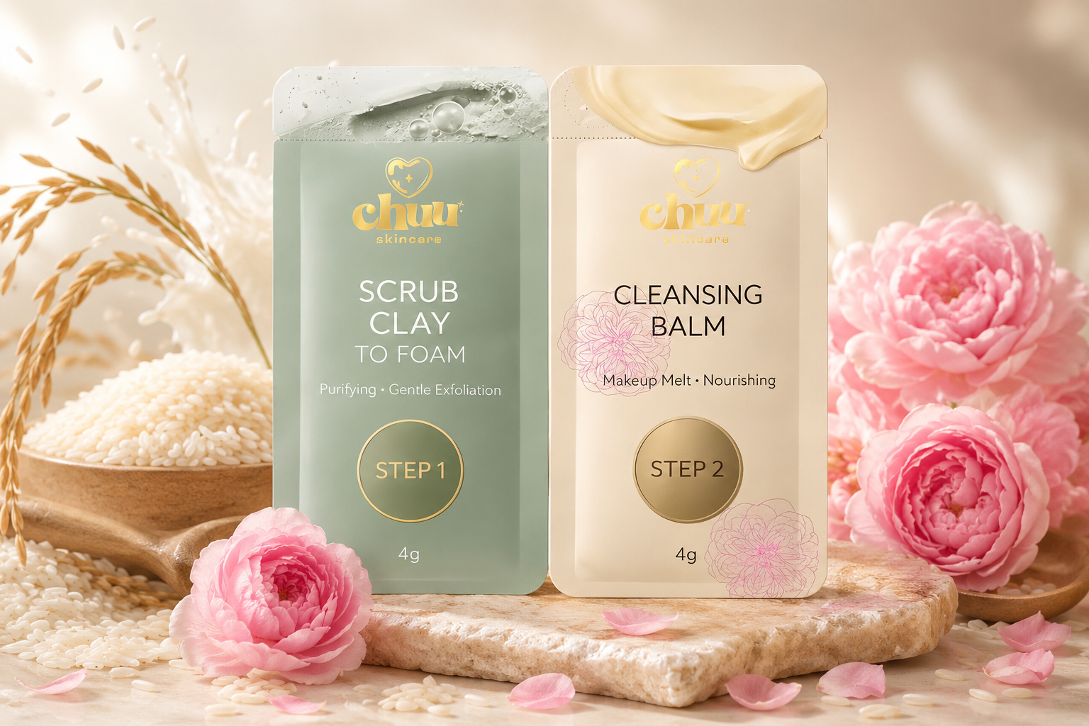 chuu skincare — Scrub Clay to Foam & Cleansing Balm